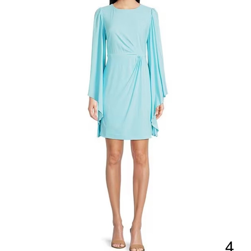 Belle Badgley Mischka Maeve long sleeve dress in sky blue size 4